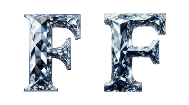 diamond alphabet - letter F - 3D isolated transparent background PNG - cristal letter F from the alphabet - Glass F letter