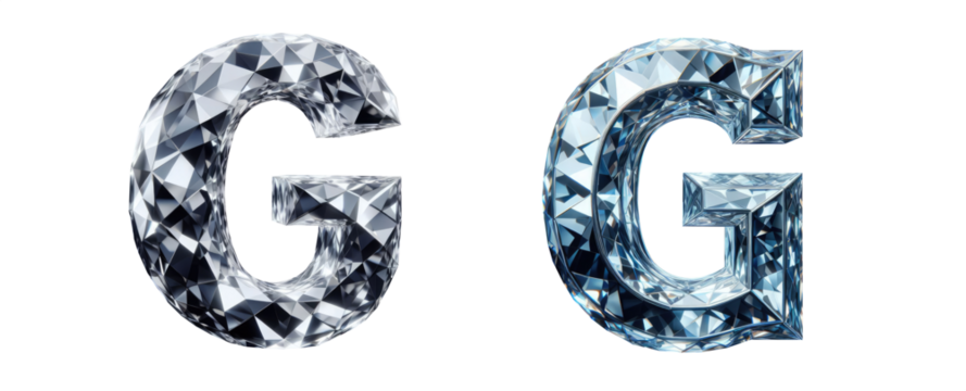 diamond alphabet - letter G - 3D isolated transparent background PNG - cristal letter G from the alphabet - Glass G letter