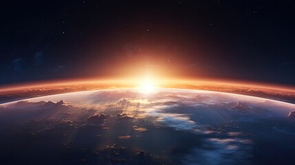 Earth sunrise from space. Generative AI