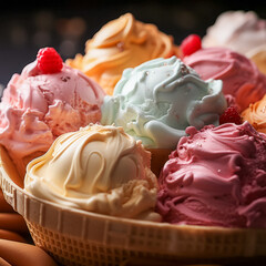 Ice-cream closeup texture photography - 696019479