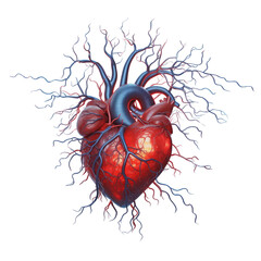 Heart with coronary arteries and capillaries