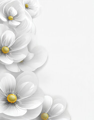 Białe wektorowe kwiaty Anemonów, białe tło, miejsce do wklejenia. Generative AI