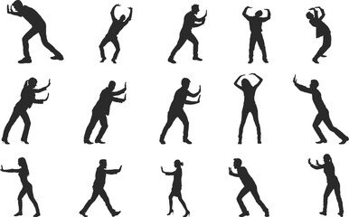 Pushing silhouette, People pushing pose silhouette, Female pushing pose silhouette, Pushing pose silhouette, Pushing pose svg V02.