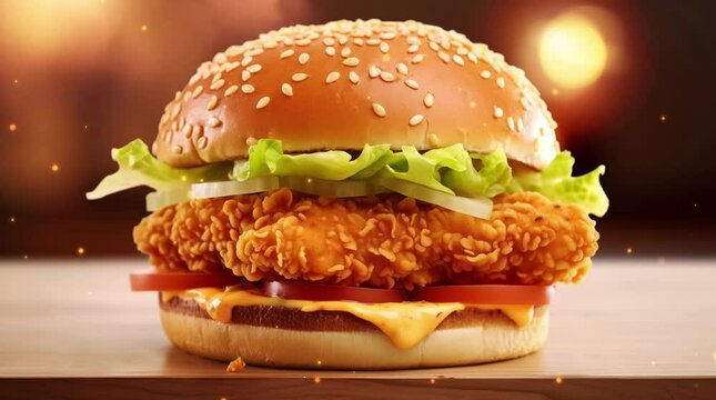 Delicious chicken burger video
