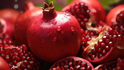 a close up of pomegranates with fruits in them
