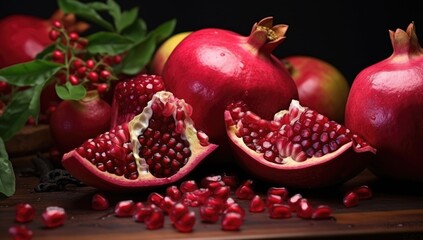 a close up of pomegranates with fruits in them
