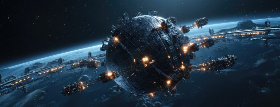 animation of an earth satellite in the solar system