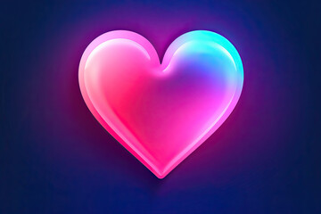 3D Render Colorful Neon Light Glowing Heart, Gradient Background. Perfect for Valentine's Day, Mother's Day, Wedding, and Romantic Background with Glowing Lights and Love Themes