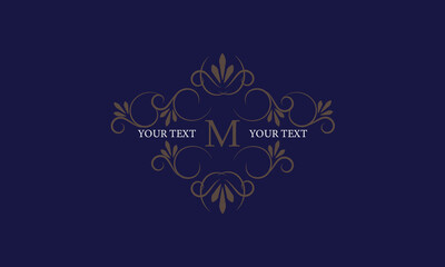 Elegant icon for boutique, restaurant, cafe, hotel, jewelry and fashion with the letter M in the center.