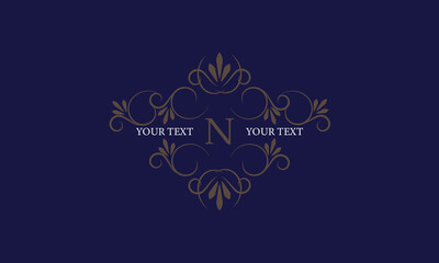 Elegant icon for boutique, restaurant, cafe, hotel, jewelry and fashion with the letter N in the center.