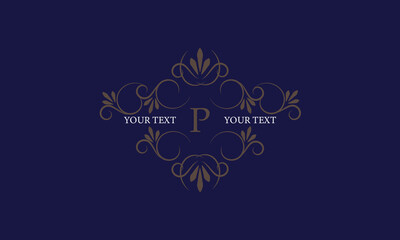 Elegant icon for boutique, restaurant, cafe, hotel, jewelry and fashion with the letter P in the center.
