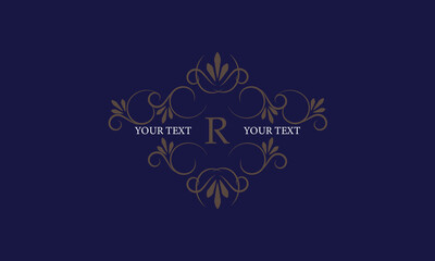 Elegant icon for boutique, restaurant, cafe, hotel, jewelry and fashion with the letter R in the center.