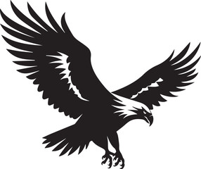 flying eagle vector black silhouette on white background