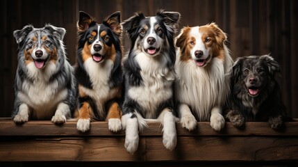 The photo shows different dog breeds resting in a beautiful way