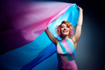 pride transgender smiling woman portrait - obrazy, fototapety, plakaty