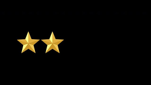 Five golden stars rating Rate from one to five with half star, Animation 4k, alpha channel.