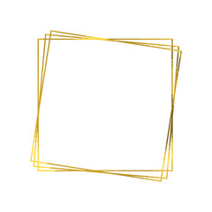 Golden square frame for design of card or invite . Vector abstract background