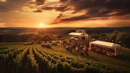 Sunset over rolling vineyards, showcasing the elegance of Virginia Wine Expo's scenic venue