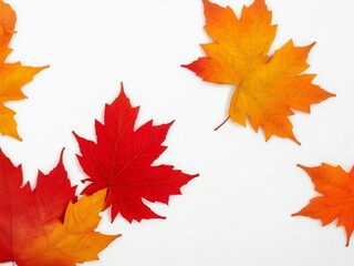 Autumn maple leaves isolated on white background. 3D illustration.