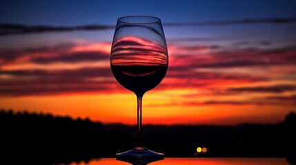 Wine glass silhouette against a twilight sky, capturing the magic of Virginia's wine culture