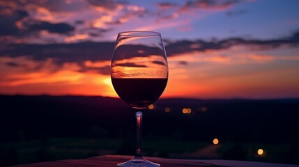 Wine glass silhouette against a twilight sky, capturing the magic of Virginia's wine culture