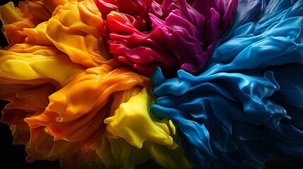 Colorful macro photography featuring a vibrant palette of chrysanthemum petals. A stunning representation of imagination and color explosion
