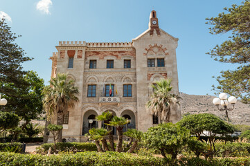 The facade of Villa Florio in Favignana island, province of Trapani, Sicily, Italy
