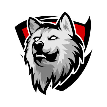 Wolf Mascot Logo. Vector illustration for greeting card, logo, mascot, poster, or print on clothes