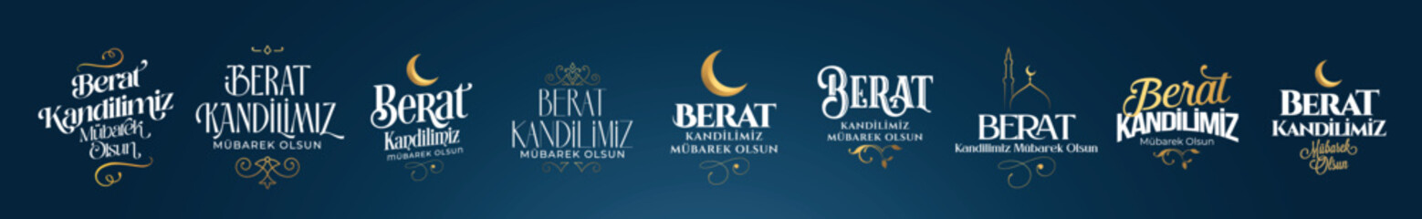 Berat Kandili. Translation: islamic holy night, vector
