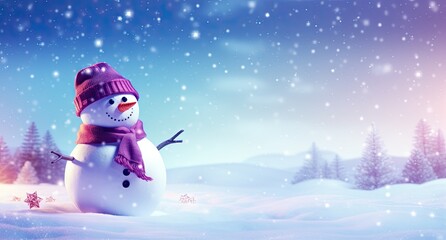 snowman holiday wallpaper with lights christmas wallpaper Generative AI