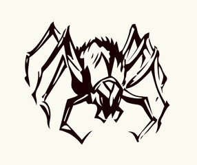 Scary big spider. Vector drawing
