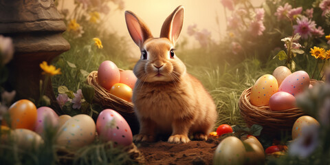 easter bunny and eggs