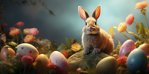 easter bunny and eggs