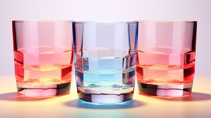Fondo de forma geométrica de vidrios con reflejos coloridos. Ilustración 3d. Generado por IA. - obrazy, fototapety, plakaty