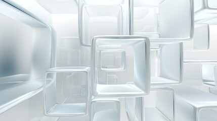 Fondo de formas geométricas de vidrios con reflejos. . Ilustración 3d. Generado por IA.