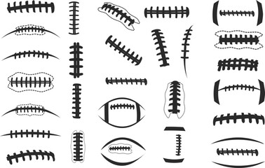 Football laces silhouette, Football seams silhouette, Football seams svg, Football laces vector, Ball laces silhouette, American football svg, Football skeleton silhouette, American football clipart.