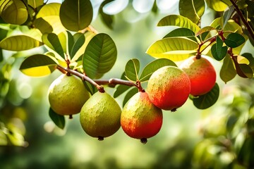 Obraz premium These guavas are like nature's jewels, with their rich green color and delicate texture