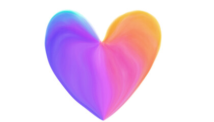 Rainbow watercolor isolated heart in pastel colors.