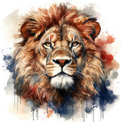 watercolor Lion USA FLAG clipart, Generative Ai