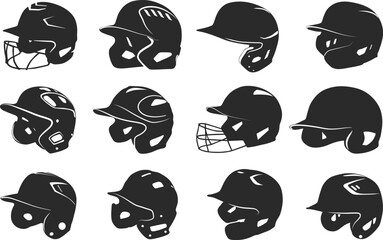Baseball helmet silhouette, Softball helmet silhouette, Baseball helmet svg, Softball helmet svg, Baseball helmet clipart, Helmet svg, Helmet silhouette.