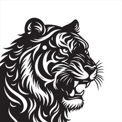 Obraz premium Tiger Silhouette: Striking Wild Beast in Bold Black Lines for Graphic Impact - Minimallest tiger black vector Silhouette 
