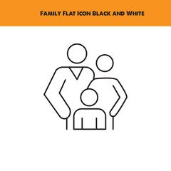 Family Flat Icon Black and White Vector Graphic