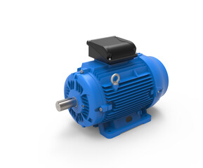 Industrial electric motor on transparent background