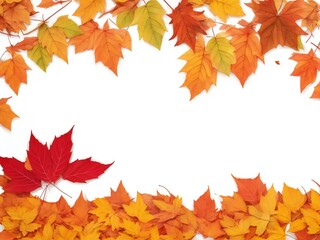Fototapeta premium Autumn maple leaves on white background with copy space for text. 
