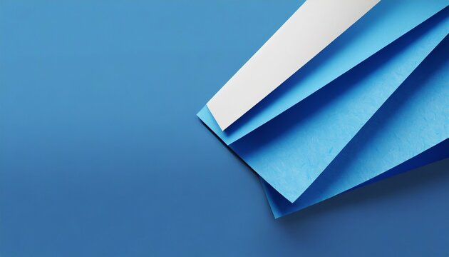 3d render abstract blue background with sticker paper sheets curly page corner blank banner modern minimalist wallpaper