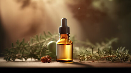 Obraz na płótnie Canvas product image of a little bottle of essential oil