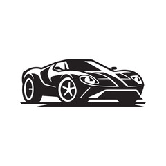 Obraz premium Car Silhouette: Urban Commute, City Driving Scenes, and Stylish Vehicle Outlines - Minimallest black vector vehicle Silhouette 
