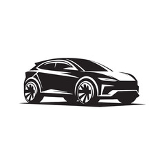 Car Silhouette: Electric Dreams - Futuristic and Modern Vehicle Outlines for Innovative Designs - Minimallest black vector vehicle Silhouette
