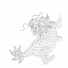 dragon，Simple drawing，vector illustration，Chinese style
