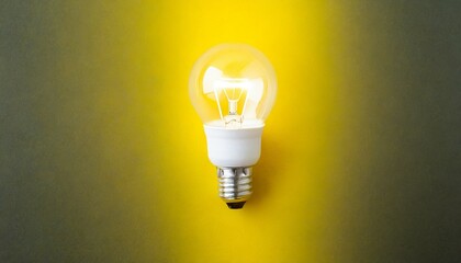 glowing light bulb on a bright yellow background